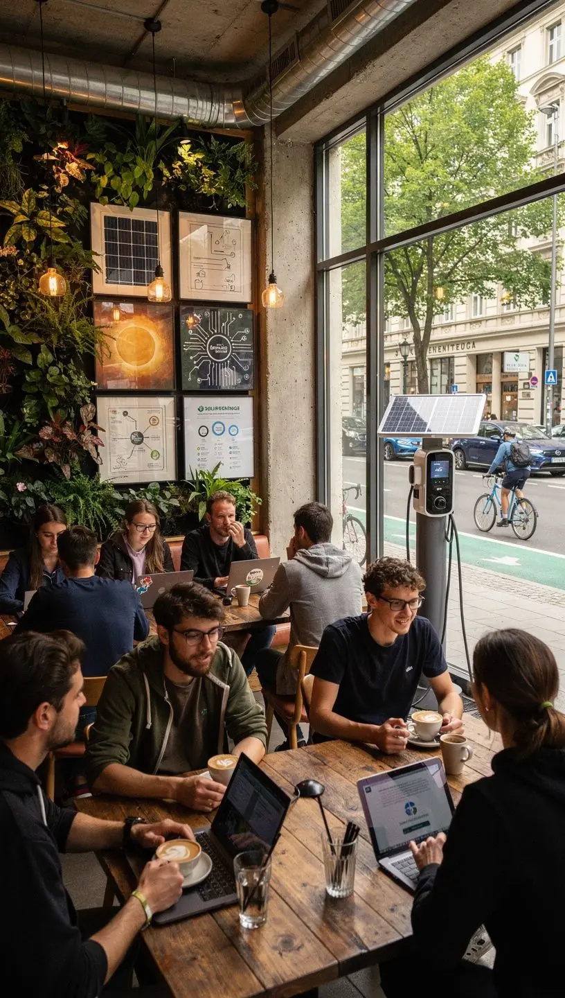 Eine Ansicht einer umweltfreundlichen Ladestation in einer malerischen österreichischen Landschaft.
