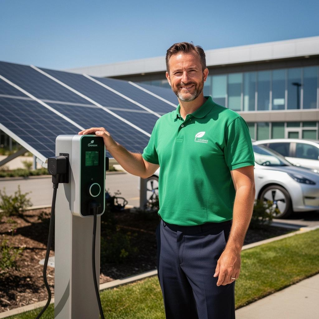 Umweltfreundliche Ladetechnologie für Elektrofahrzeuge in der Natur.